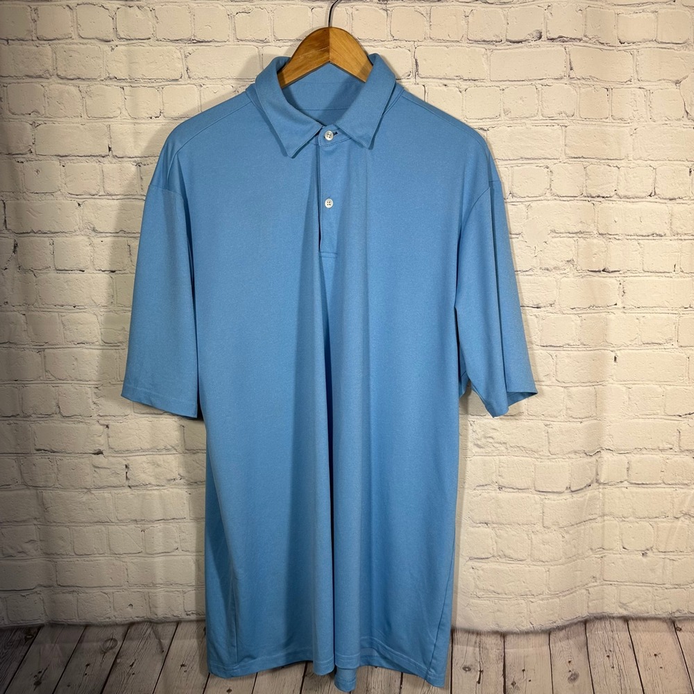 Mizzen + Main Mens‎ Polo Shirt XXL Light Blue Performance Short Sleeve Cut 20258